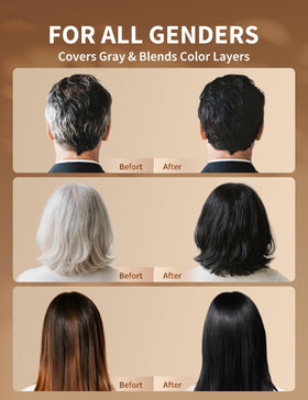 AKOIIN before and after comparison highlighting natural black coverage and visible improvement