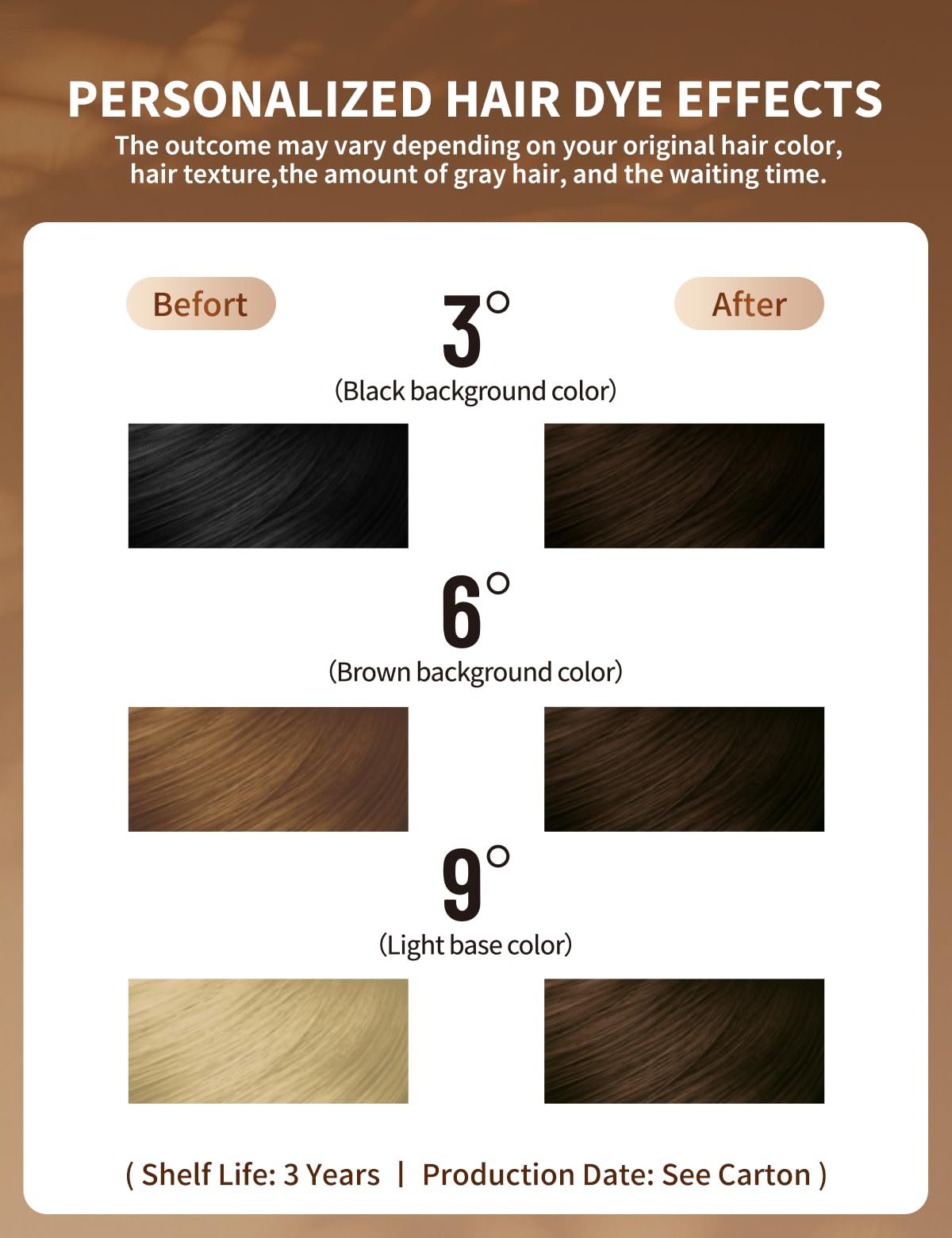 AKOIIN treated hair showing dark brown color and reduced frizz benefit