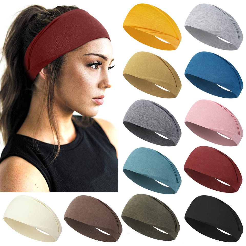 AKTVSHOW front view of 12-pack headbands showing color assortment and packaging convenience