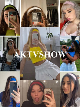 AKTVSHOW head-on model wearing headband to show scale, fit, and secure hold