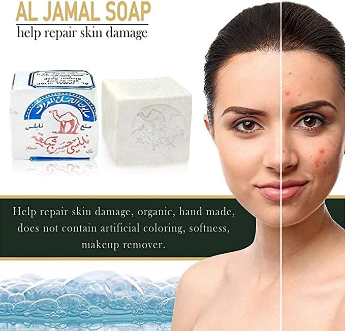 Al-Jamal soap held in hand demonstrating size and long-lasting benefit