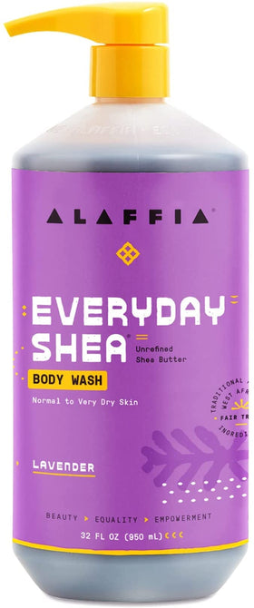 Alaffia back-of-bottle ingredient list emphasizing clean formula benefit