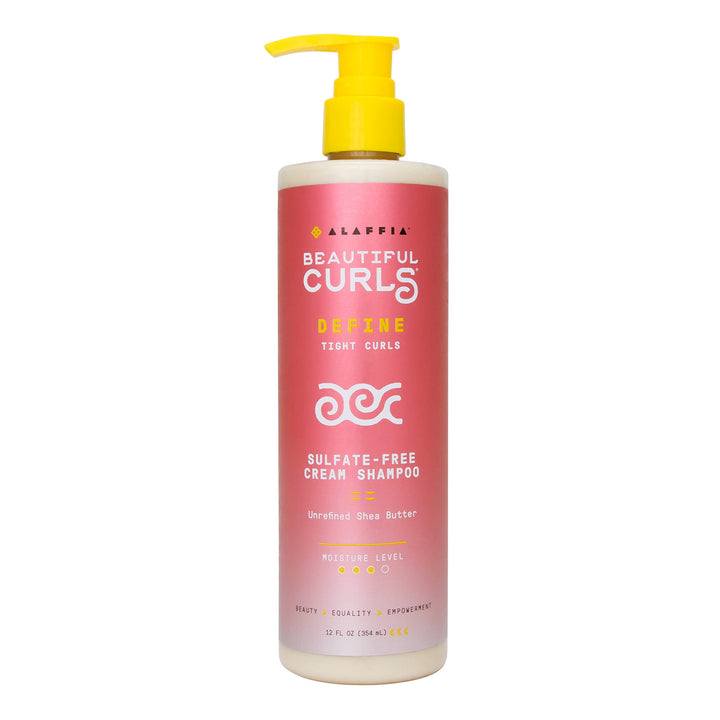 Alaffia front packaging showing curl cream shampoo for moisture