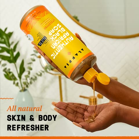 Alaffia 32 oz bottle beside common items showing product scale