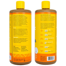 Alaffia label and pump detail highlighting ingredients and clarity