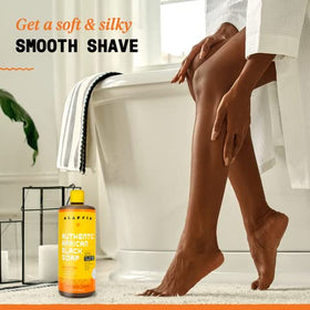 Alaffia shaving lather on skin showing smooth glide and protection