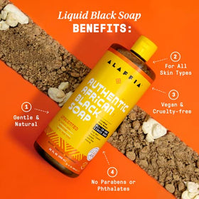 Alaffia two bottles in bathroom lifestyle showing family-friendly supply