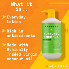 Alaffia bottle label close-up highlighting fair-trade ingredients