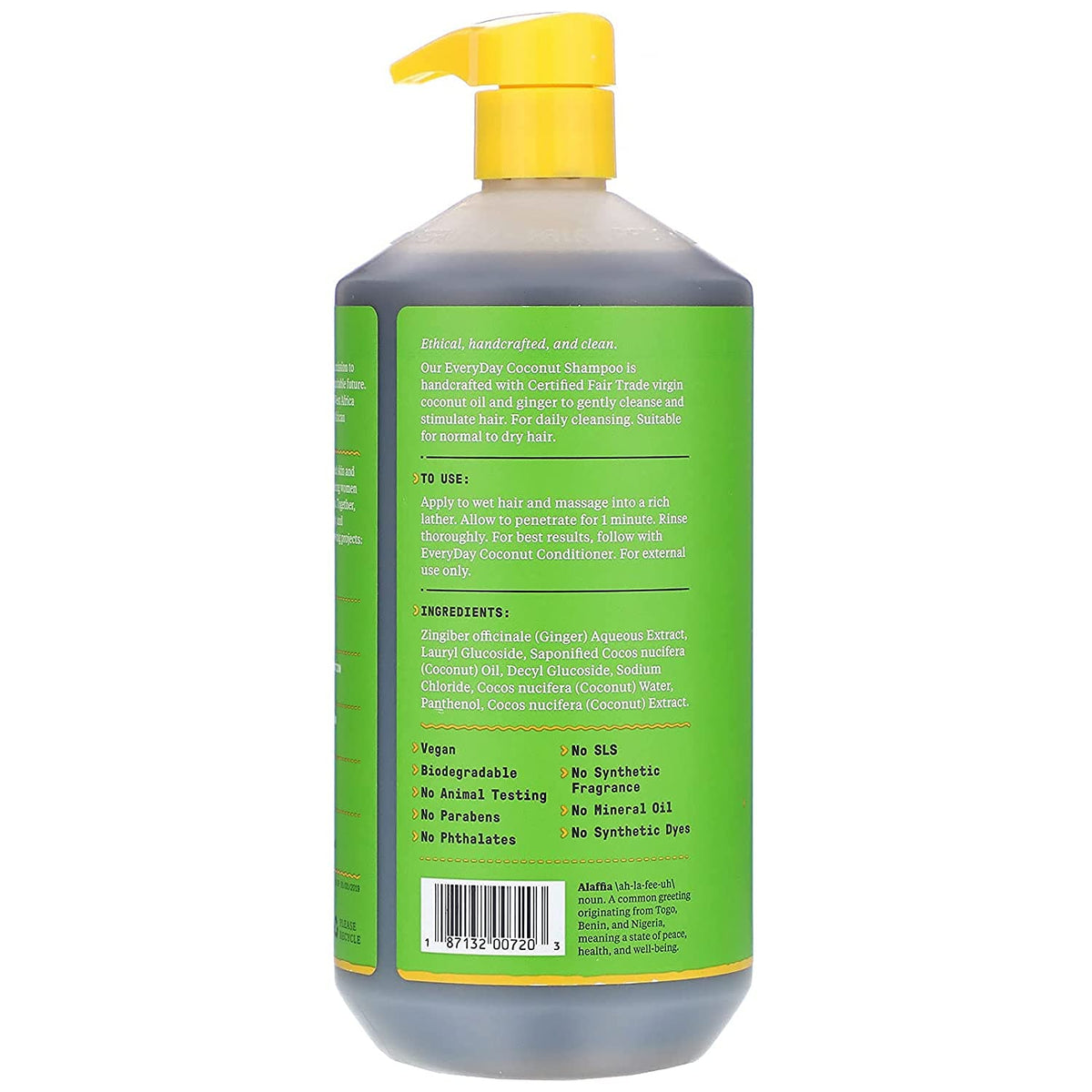 Alaffia shampoo pouring texture demonstrating rich hydration