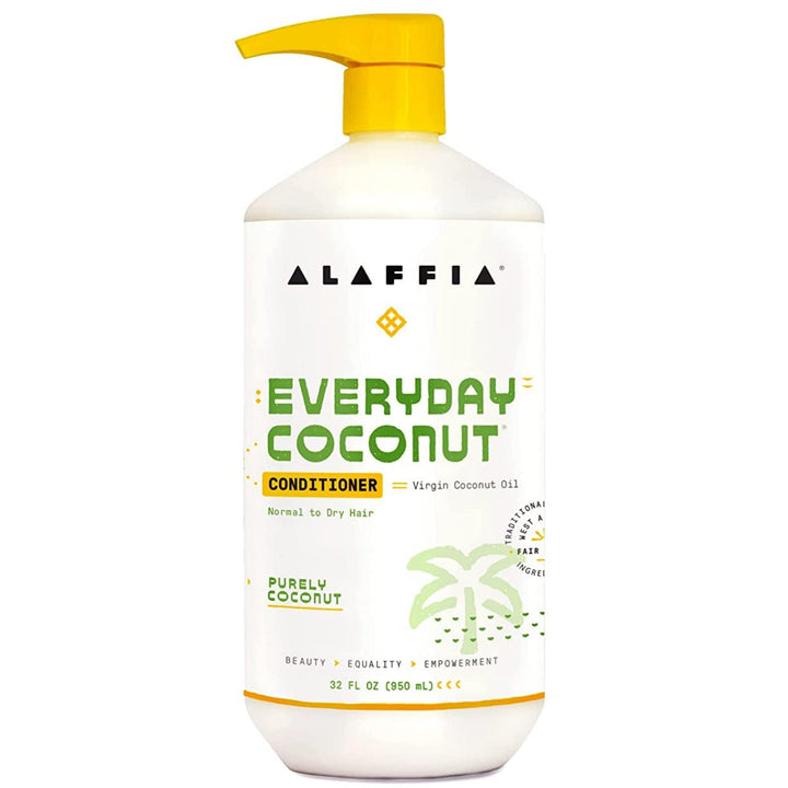Alaffia front packaging showing 32 oz bottle and clear branding benefit: visible size and trusted formula