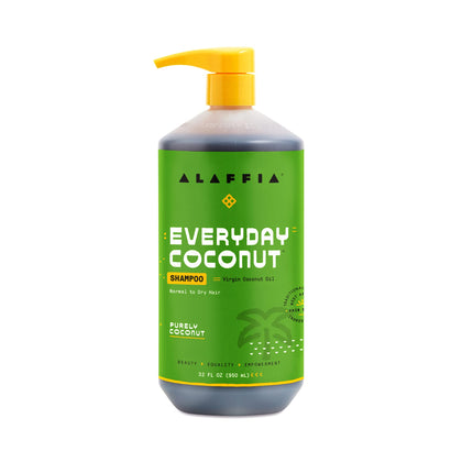Alaffia front packaging showing bottle and coconut benefit