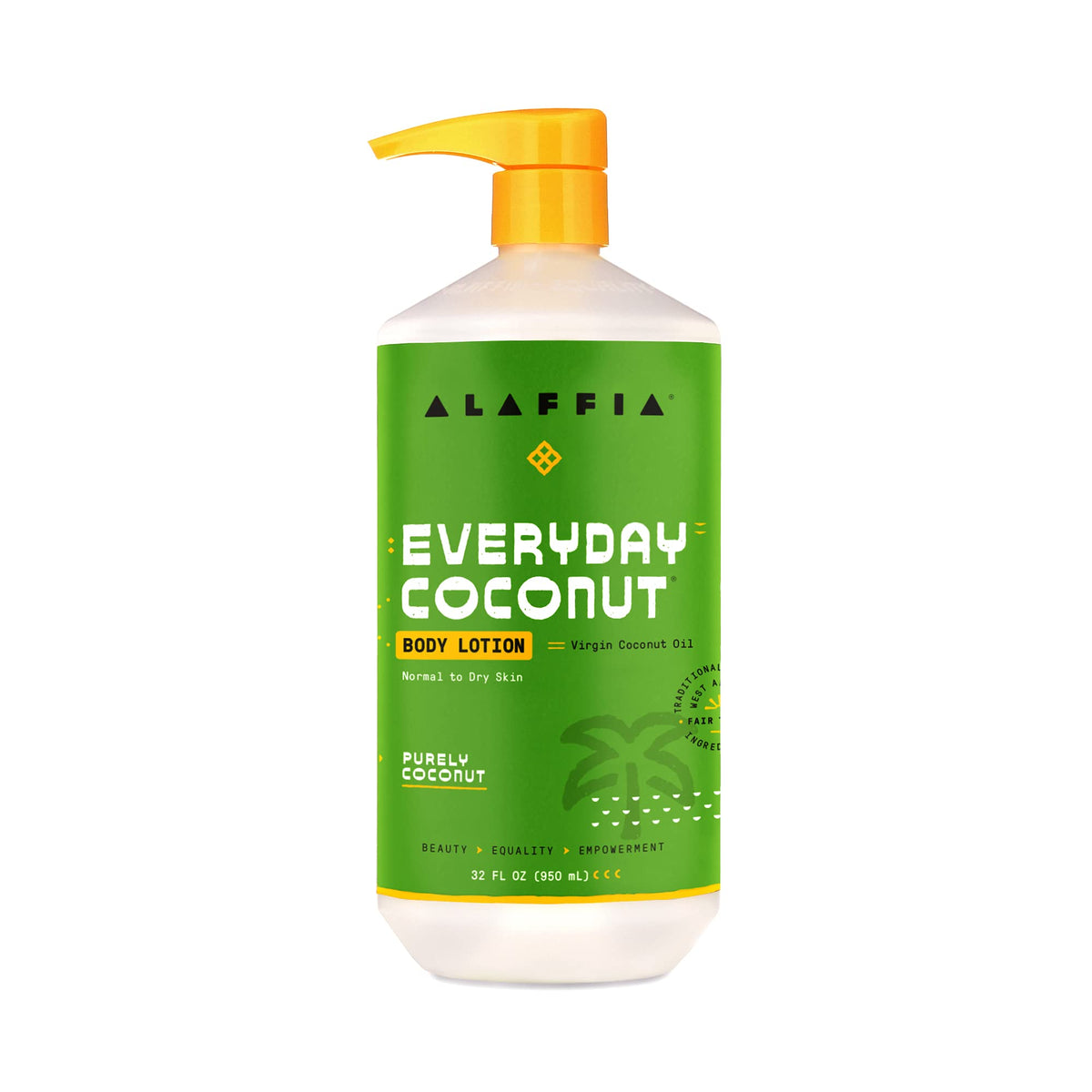 Alaffia front packaging showing brand and 32 oz size for value