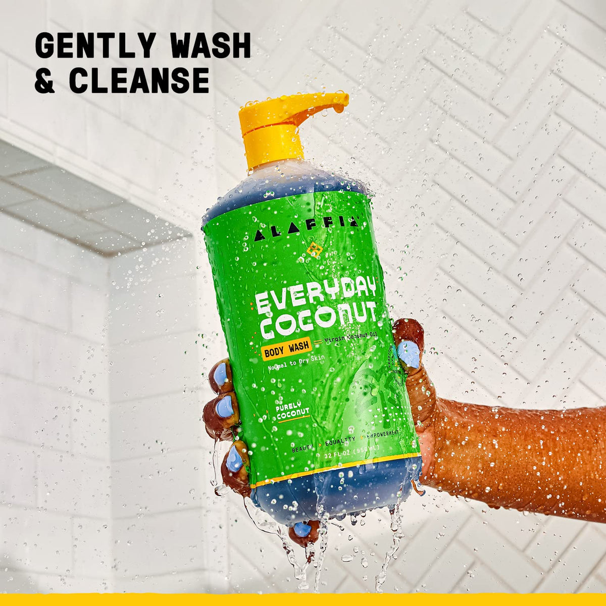 Alaffia creamy foam texture on hand demonstrating gentle lather