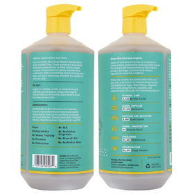 Alaffia bottle pump dispensing body wash, demonstrating easy use and control
