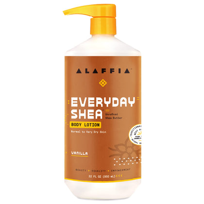 Alaffia front pump bottle showing product size and easy dispensing benefit
