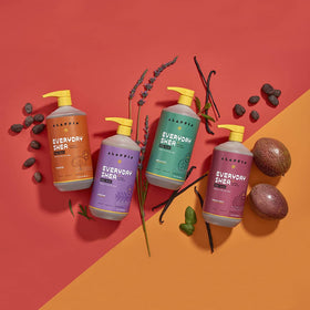 Alaffia hair in use lifestyle photo showing improved manageability and softer-looking hair