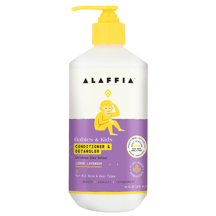 Alaffia front label showing product name and lemon lavender scent supporting clean ingredients