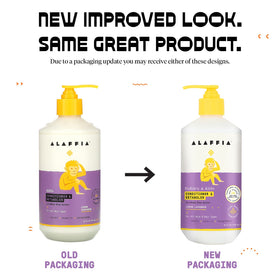 Alaffia conditioner cream being poured to show smooth texture for easy detangling