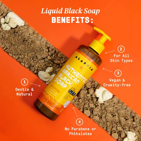 Alaffia bottle on bathroom shelf with towels, illustrating everyday lifestyle use