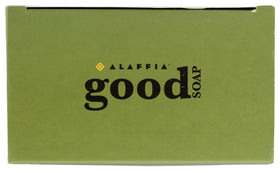 Alaffia bar lathering in hand demonstrating effective cleaning action