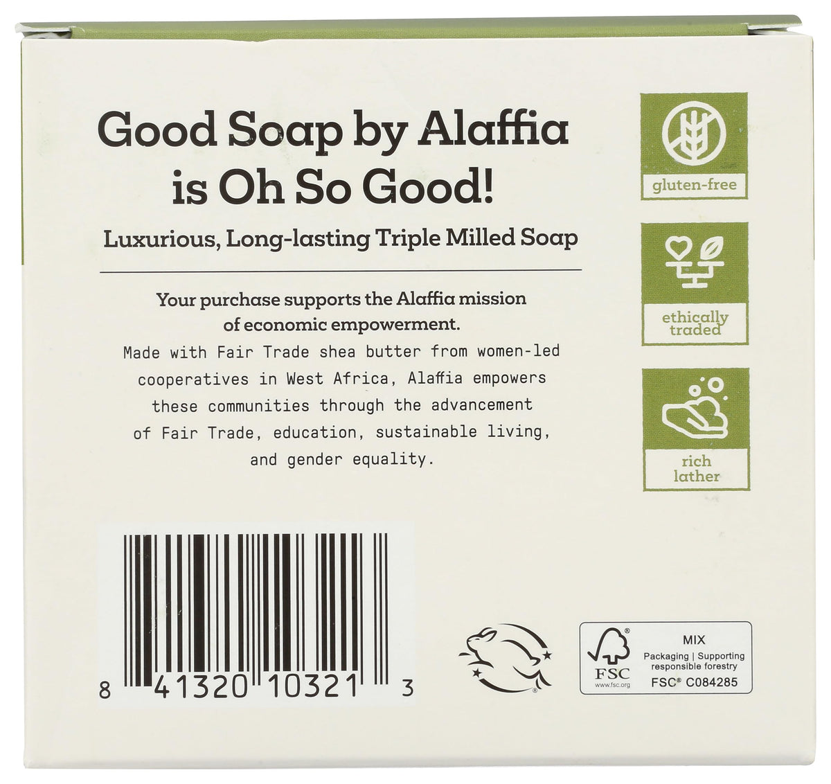 Alaffia three bars lined up to show quantity and consistent sizing benefit