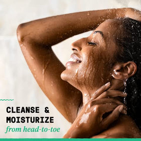 Alaffia pouring texture on hand illustrating moisturizing feel