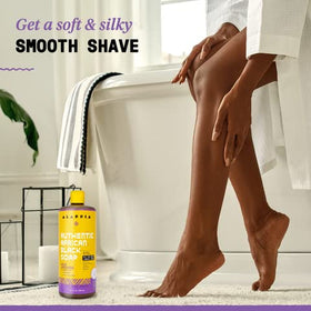 Alaffia shaving lather around razor showing smooth shave protection benefit