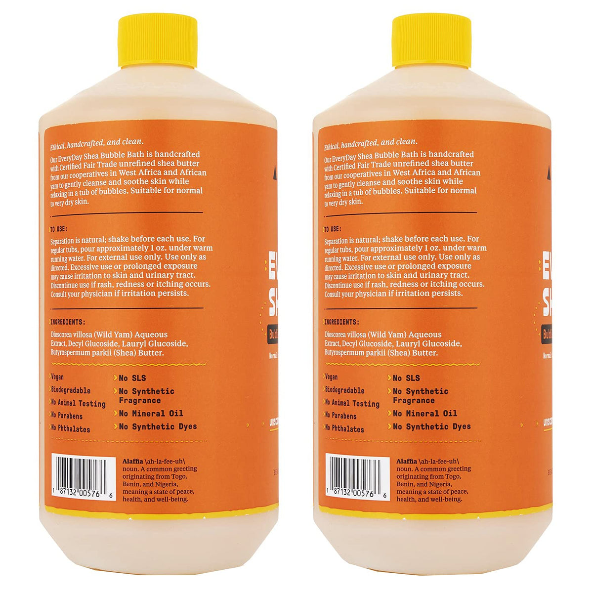 Alaffia shea butter bubble bath texture close-up showing moisturizing foam
