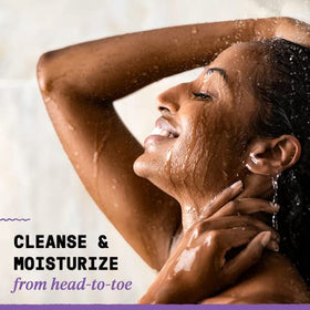 Alaffia in-shower body application demonstrating gentle cleansing benefit
