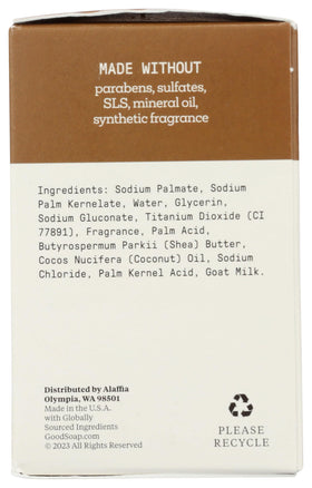 Alaffia label and ingredient panel highlighting plant-based contents
