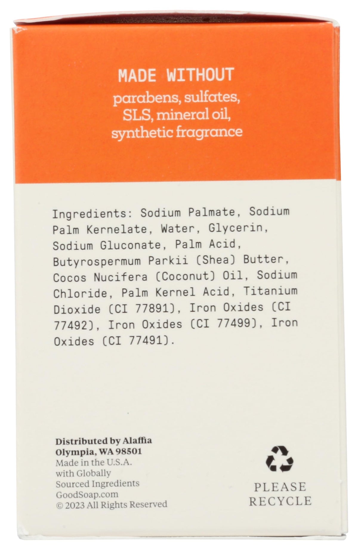 Alaffia ingredient label clearly listing shea and ethical sourcing details