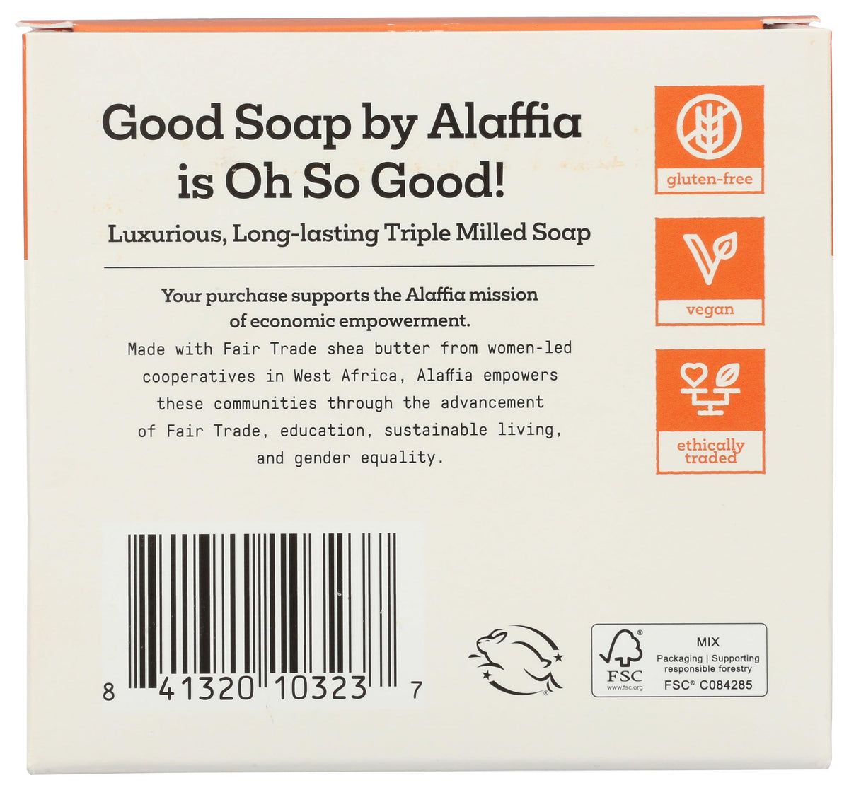 Alaffia single unwrapped shea soap bar displaying smooth texture and gentle cleanse