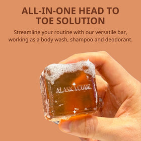 Alaskacube bar applied to underarm demonstrating odor reduction and freshness