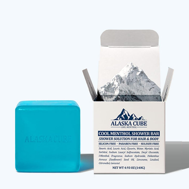 Alaskacube front packaging showing cooling bar and key benefits