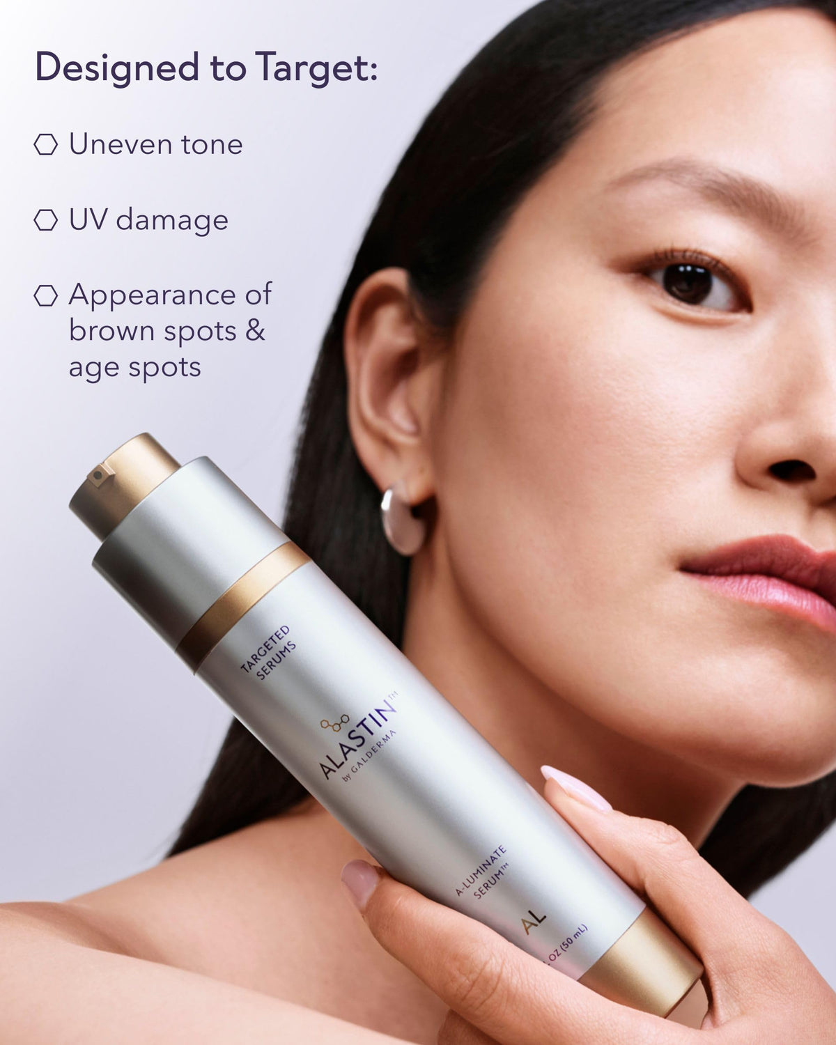 ALASTIN closeup of pump dispensing serum for easy application