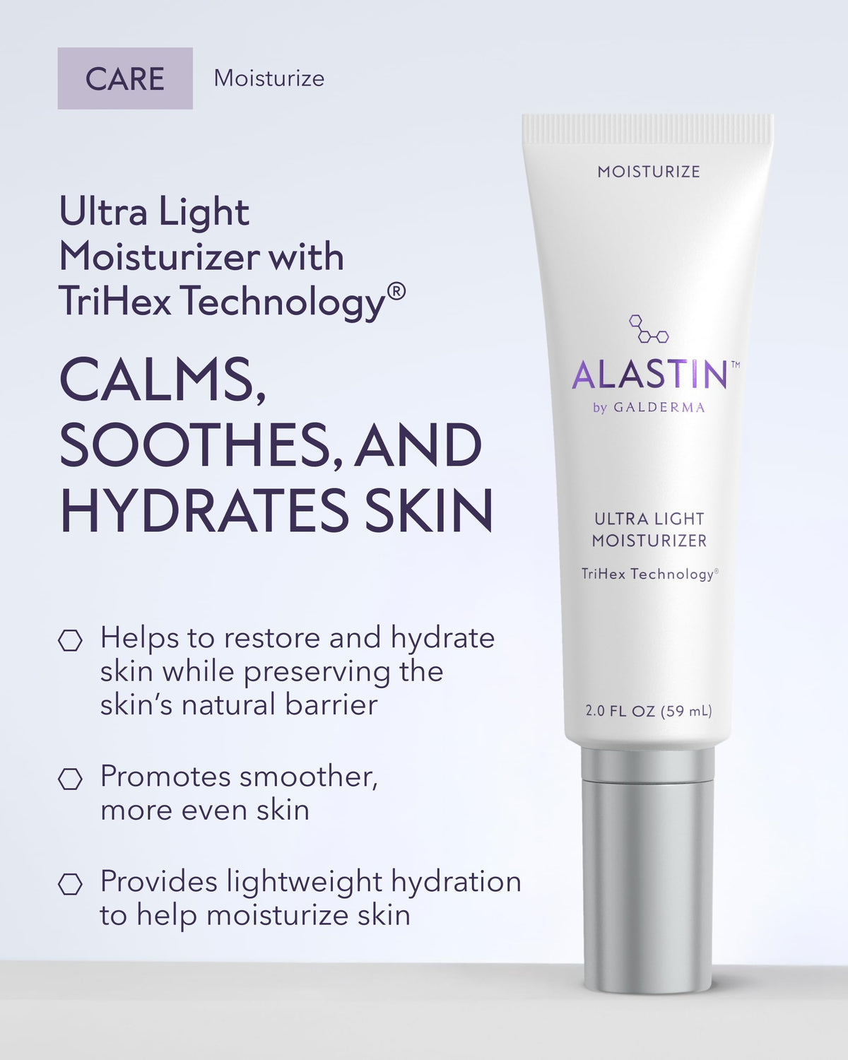 ALASTIN pump dispenser detail highlighting easy, mess-free application benefit