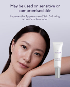 ALASTIN moisturizer texture swatch on skin showing lightweight absorption benefit