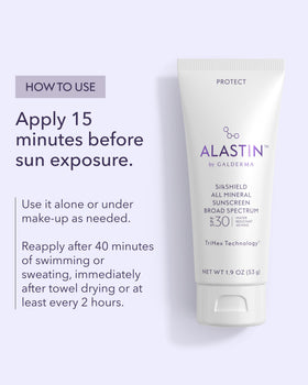 ALASTIN Skincare label close-up showing fragrance-free, non-comedogenic notes