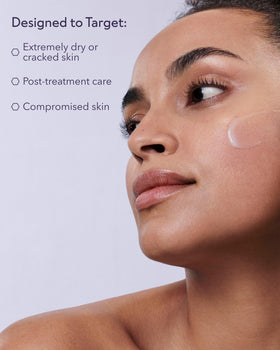 ALASTIN Skincare balm being dabbed on hand demonstrating soothing barrier protection