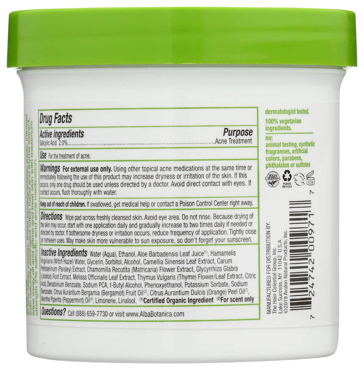 Alba Botanica open tub with stacked pads showing travel-ready convenience