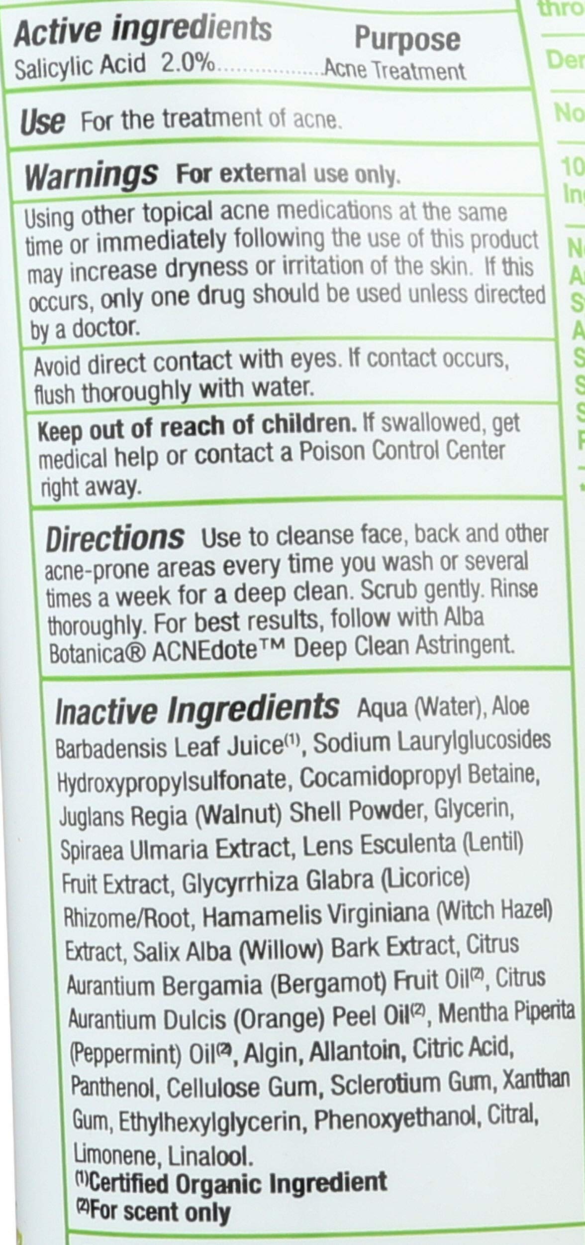 Alba Botanica applied to cheek demonstrating gentle facial exfoliation