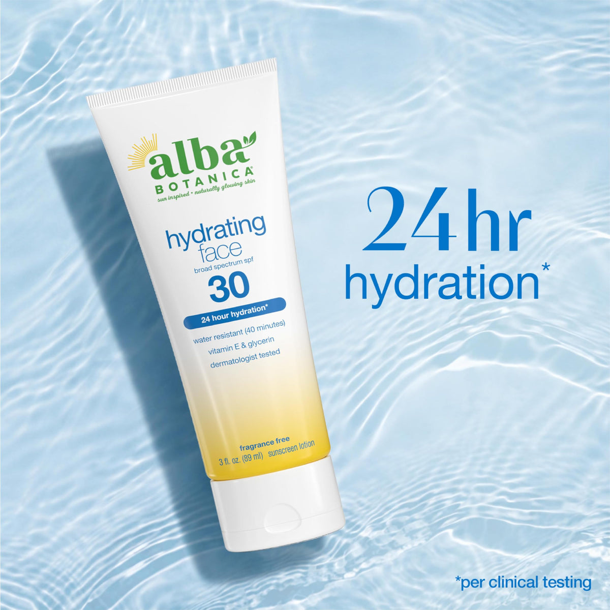 Alba Botanica applying lotion on hand demonstrating lightweight hydration