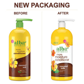 Alba Botanica 32 fl oz bottle next to common items to show size value