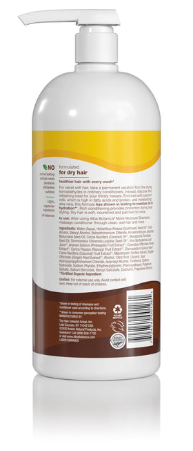 Alba Botanica creamy conditioner texture pouring to show smooth hydration