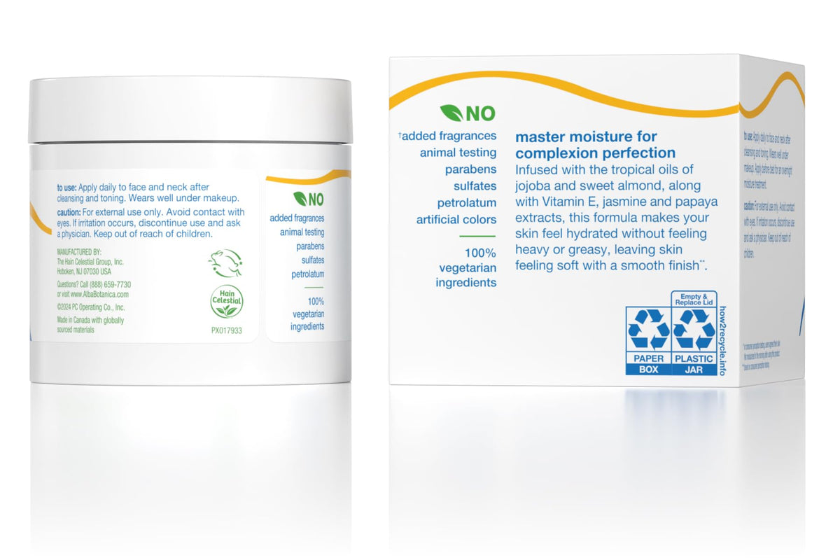 Alba Botanica cream texture close-up highlighting lightweight non-greasy feel