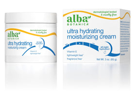 Alba Botanica front jar view showing clean packaging and benefit of hydration