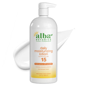 Alba Botanica front packaging showing 32 oz bottle and SPF benefit