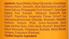 Alba Botanica label showing key ingredients and gentle formulation