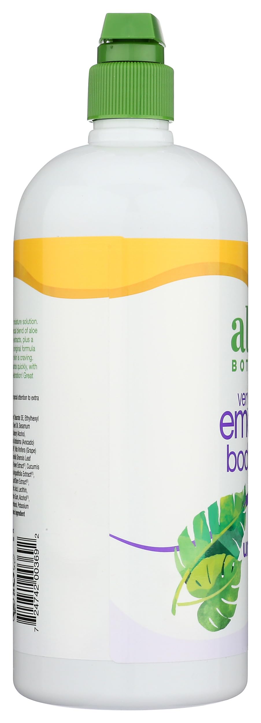 Alba Botanica ingredients label showing aloe, green tea, chamomile for soothing benefit