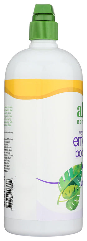 Alba Botanica ingredients label showing aloe, green tea, chamomile for soothing benefit